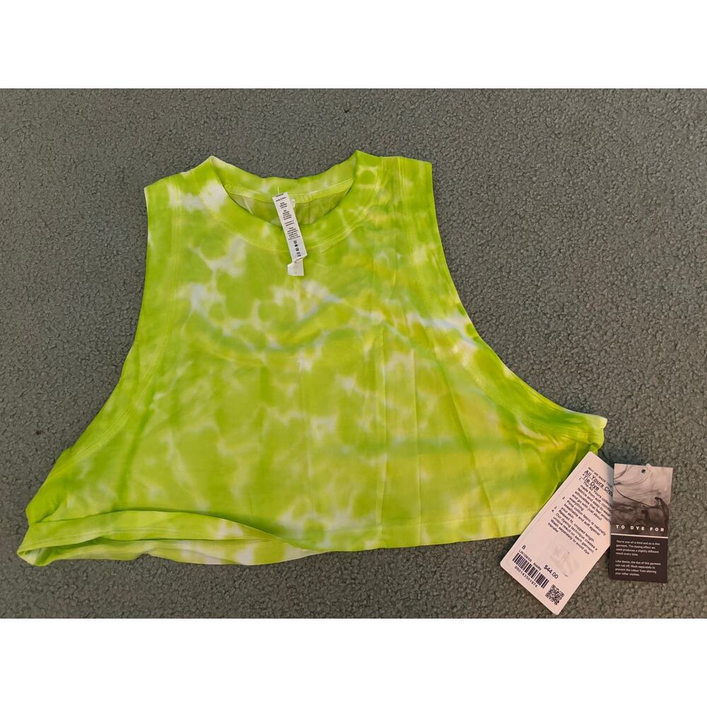 LULULEMON ~ All Yours Cropped Neon Tie Die Tanked Top ~ Size 8 ~ New W/ Tags